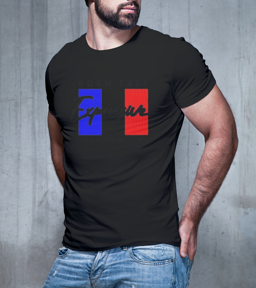 Born Free But Now I'm Expensive Red And Blue Blocks T-Shirt