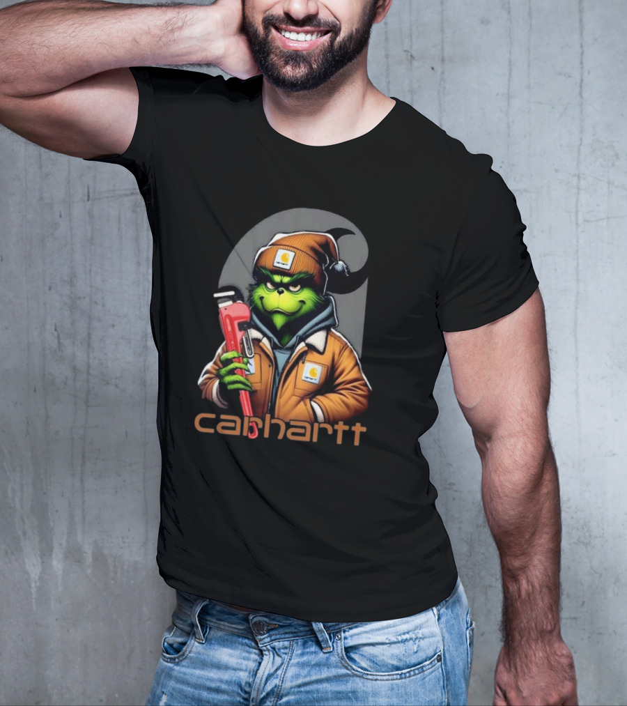 Grinch Carhartt Mechanic Holding Wrench T-Shirt