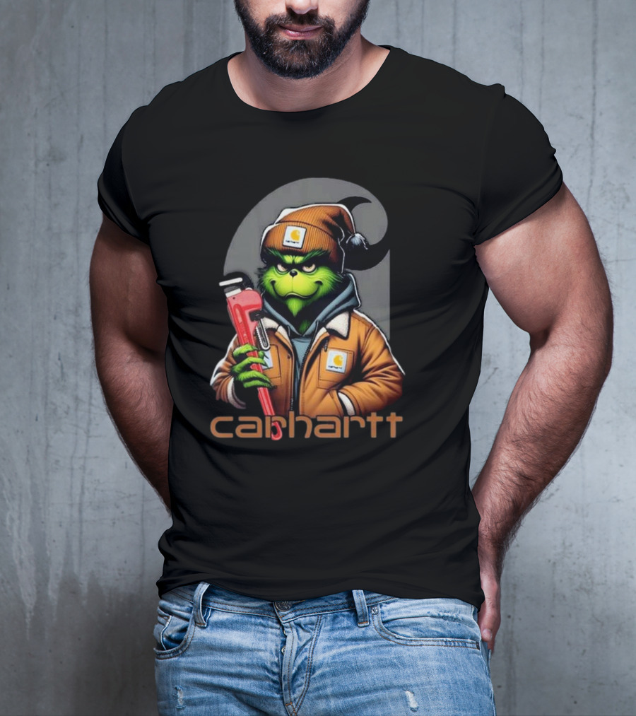Grinch Carhartt Mechanic Holding Wrench T-Shirt