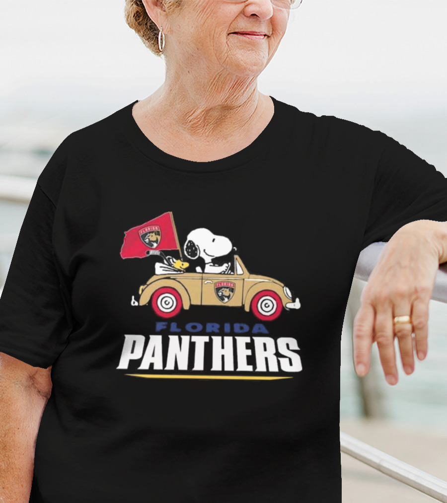 Florida Panthers Hockey Snoopy Driving Classic Car Fan T-Shirt