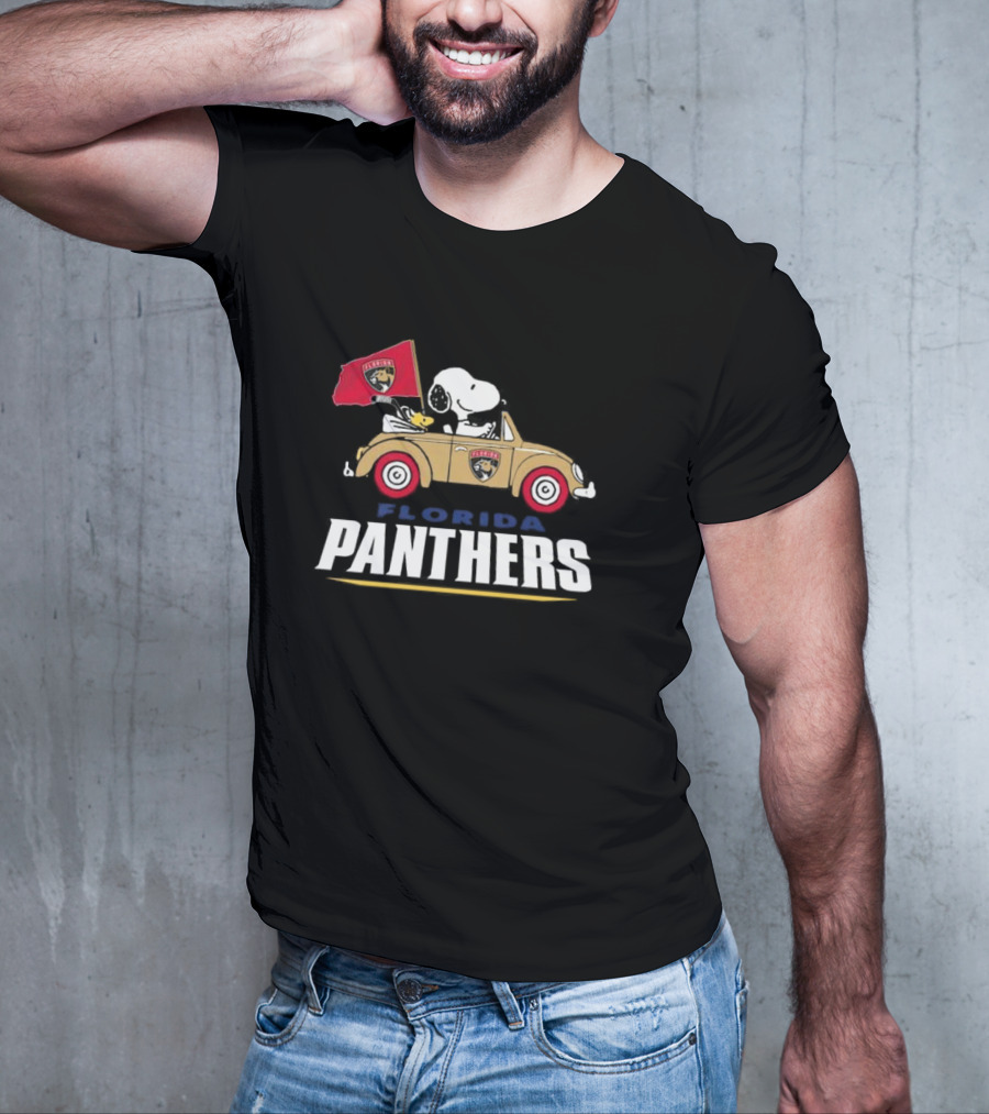 Florida Panthers Hockey Snoopy Driving Classic Car Fan T-Shirt