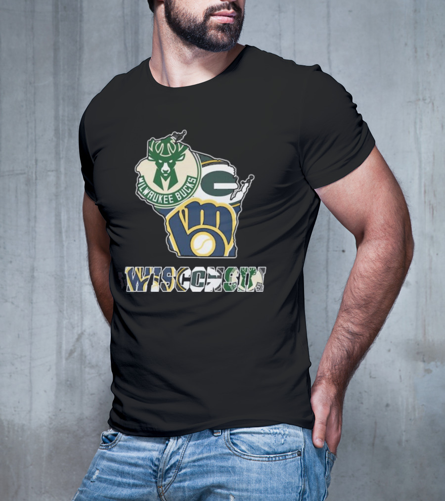 Milwaukee Bucks Green Bay Packers Milwaukee Brewers Wisconsin Team T-Shirt