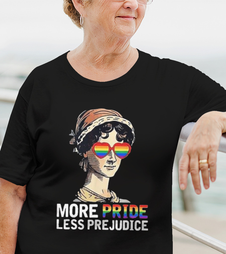 More Pride Less Prejudice Rainbow Heart Glasses T-Shirt
