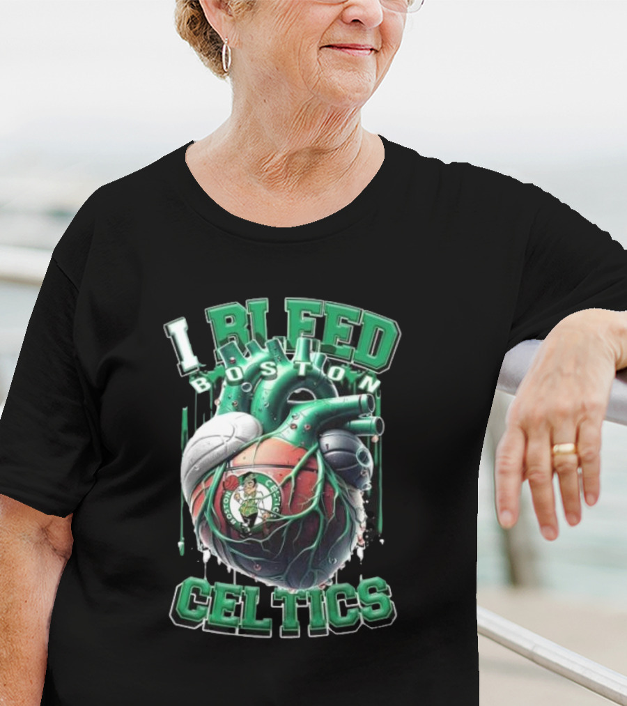 I Bleed Boston Celtics Basketball Heart Fan Forever Celtics T-Shirt