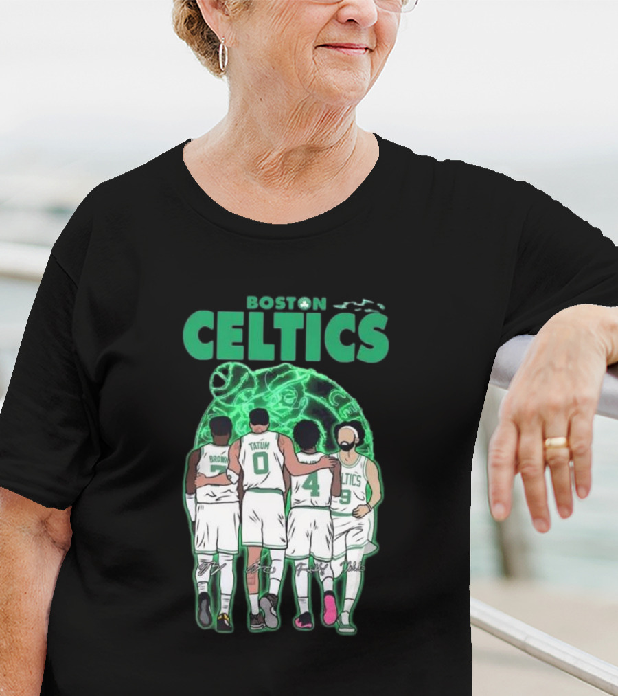 Boston Celtics Brown Tatum Holiday Derrick Signatures Basketball Players T-Shirt