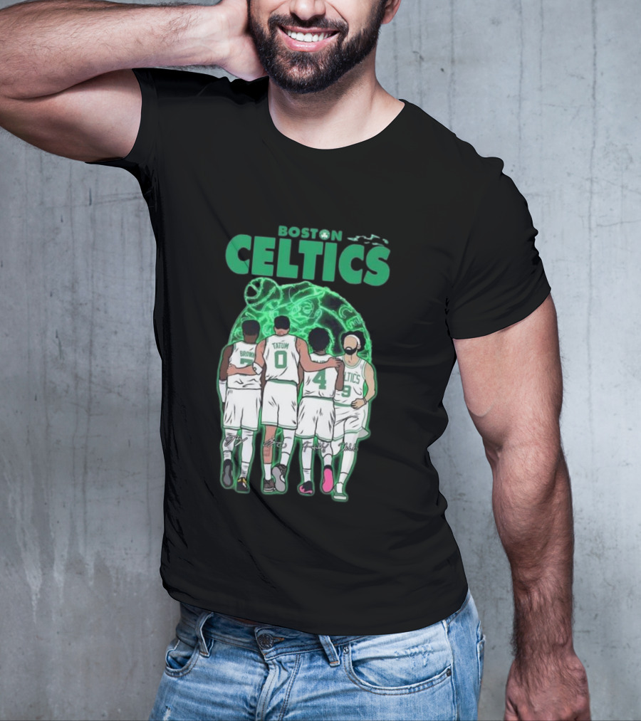 Boston Celtics Brown Tatum Holiday Derrick Signatures Basketball Players T-Shirt