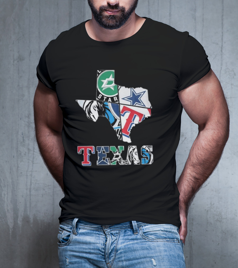 Texas Sports Teams Dallas Stars Dallas Cowboys Dallas Mavericks Texas Rangers Logos T-Shirt