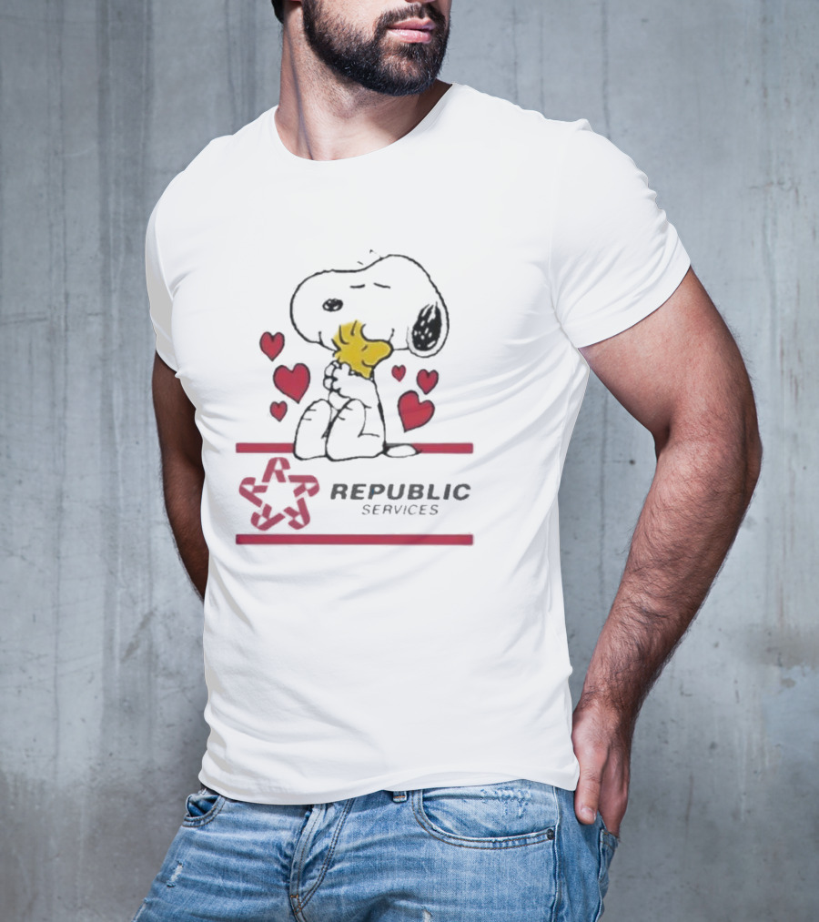 Snoopy Woodstock Republic Services Hearts T-Shirt
