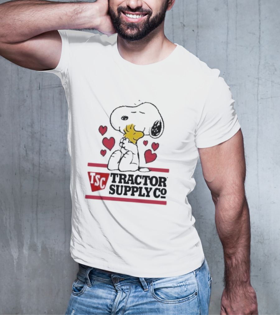 Snoopy Woodstock Hearts Tractor Supply Co Logo With TSC Emblem T-Shirt