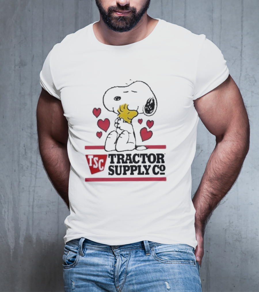 Snoopy Woodstock Hearts Tractor Supply Co Logo With TSC Emblem T-Shirt