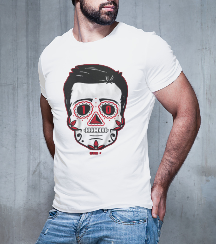 Drake Maye Sugar Skull Football Themed T-Shirt