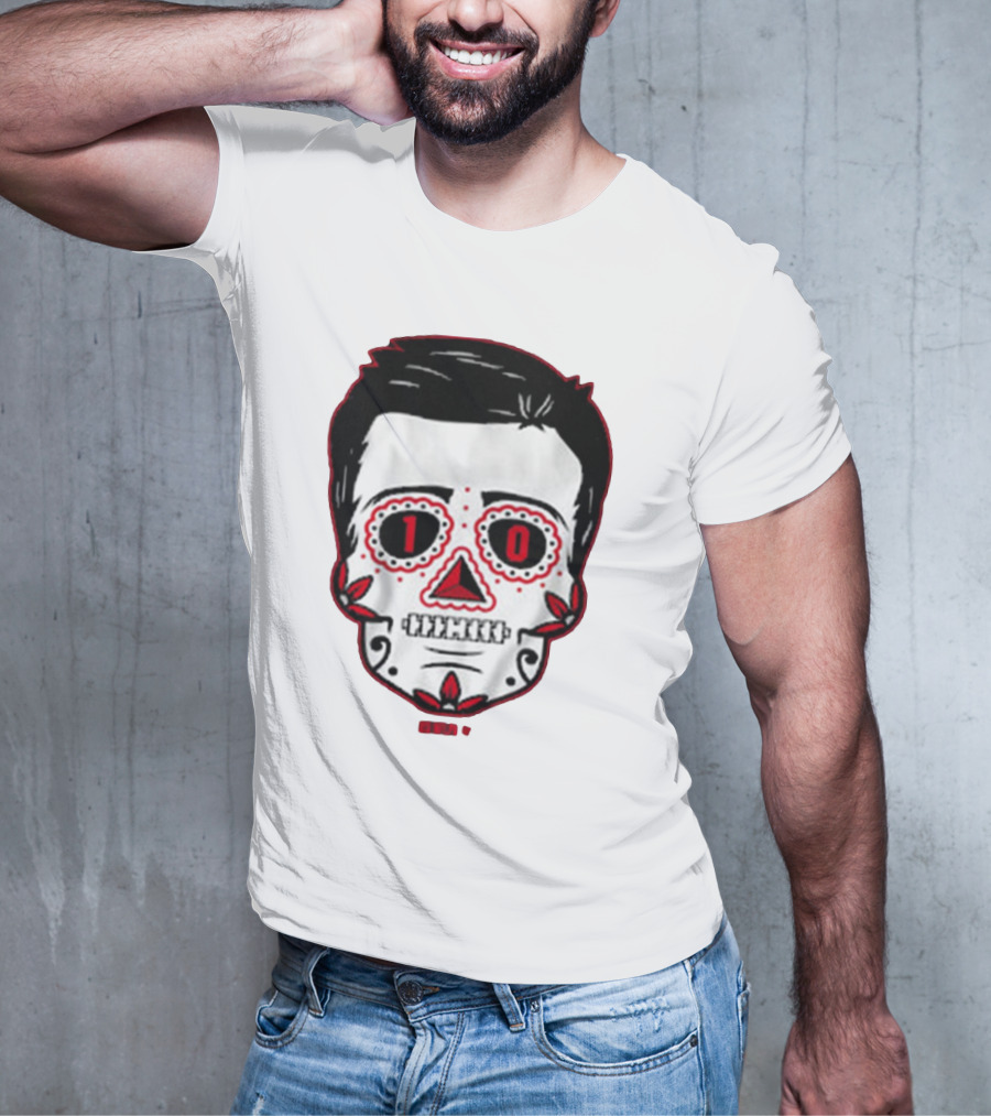 Drake Maye Sugar Skull Football Themed T-Shirt