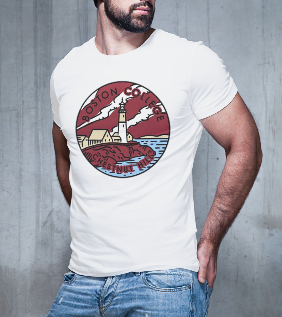 Maroon Boston College Eagles Scenic Comfort Colors Chestnut Hill Lighthouse Badge T-Shirt