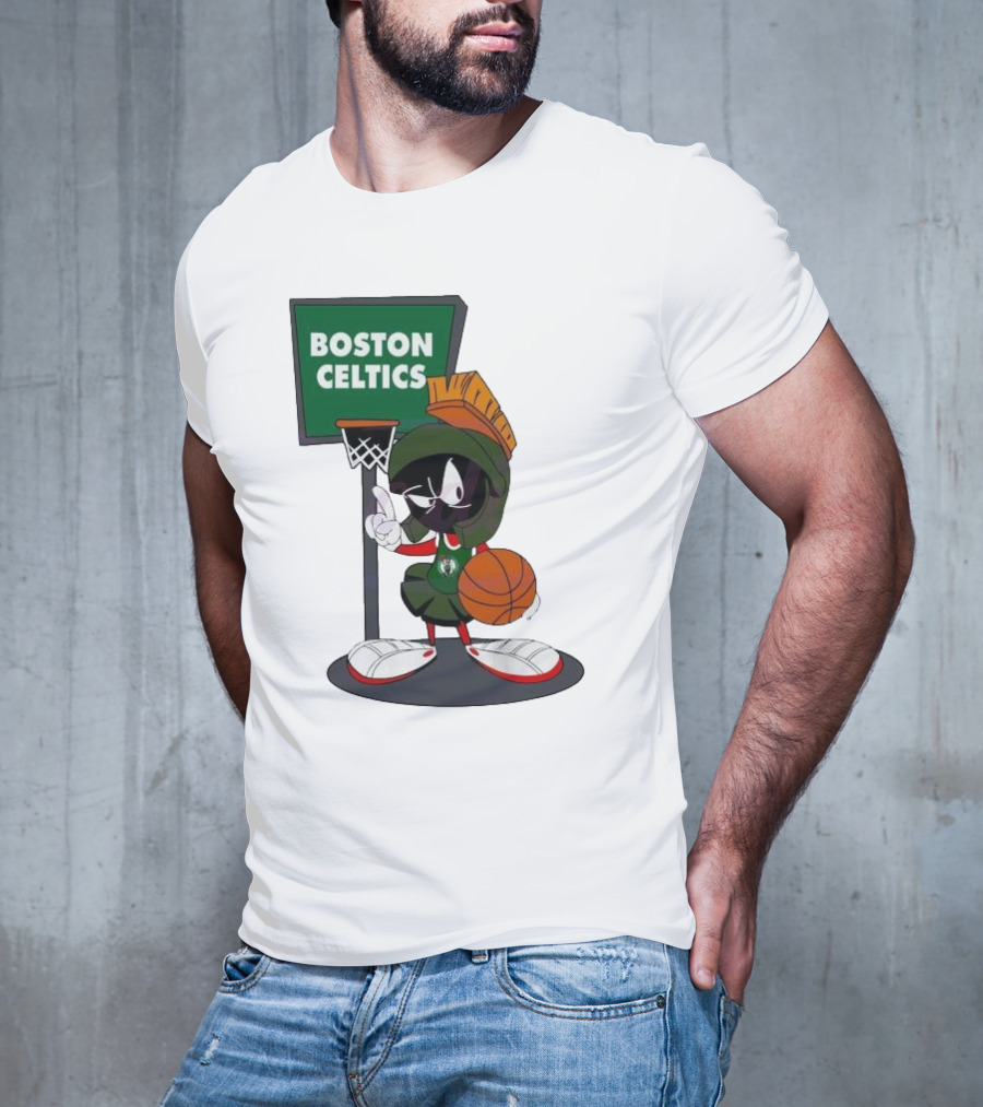 Boston Celtics Looney Tunes Marvin The Martian Basketball Hoop T-Shirt