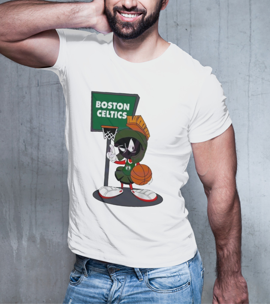 Boston Celtics Looney Tunes Marvin The Martian Basketball Hoop T-Shirt