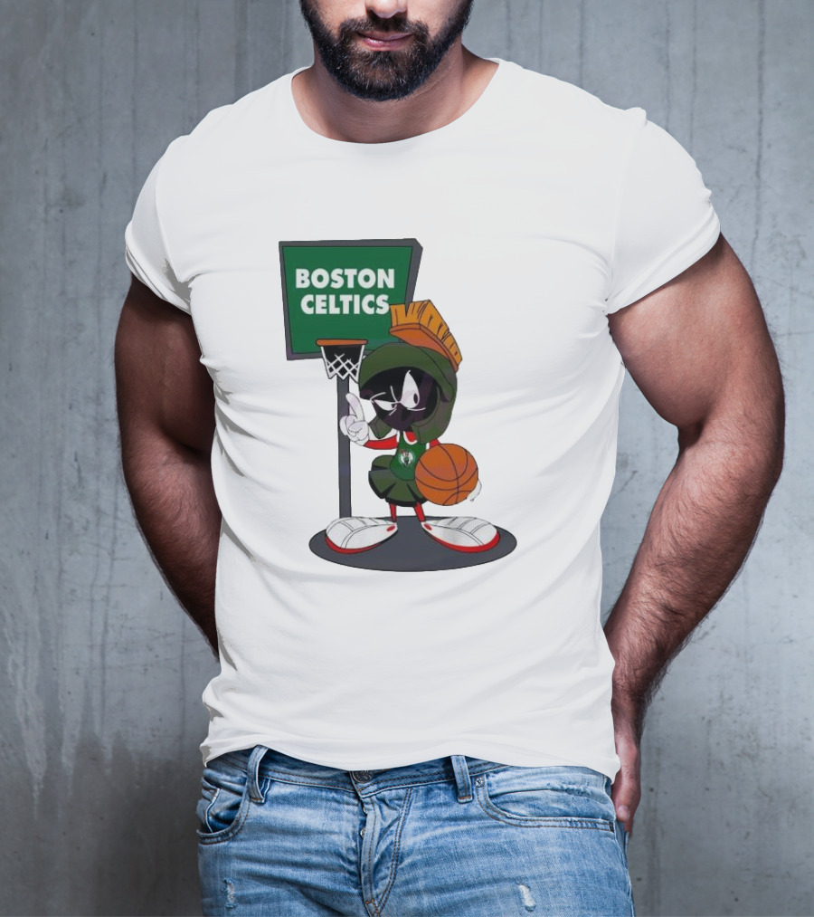 Boston Celtics Looney Tunes Marvin The Martian Basketball Hoop T-Shirt