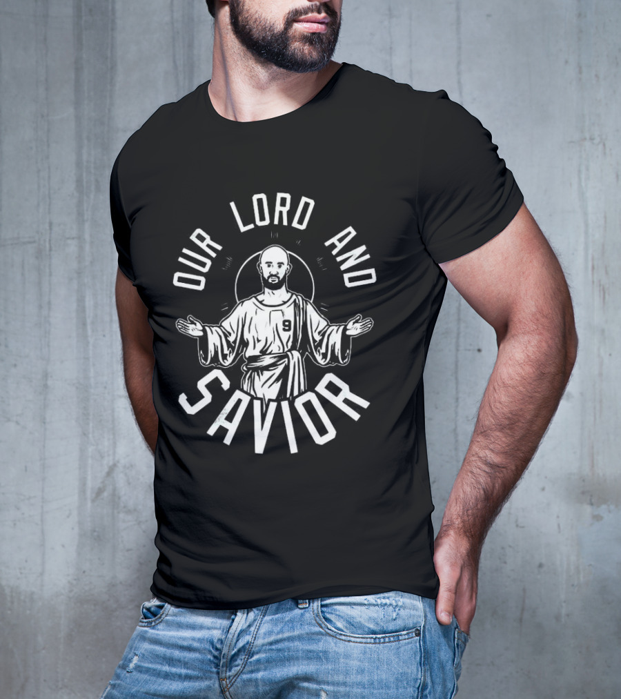 Our Lord And Savior Bald Player Number 9 Iconic Gesture T-Shirt