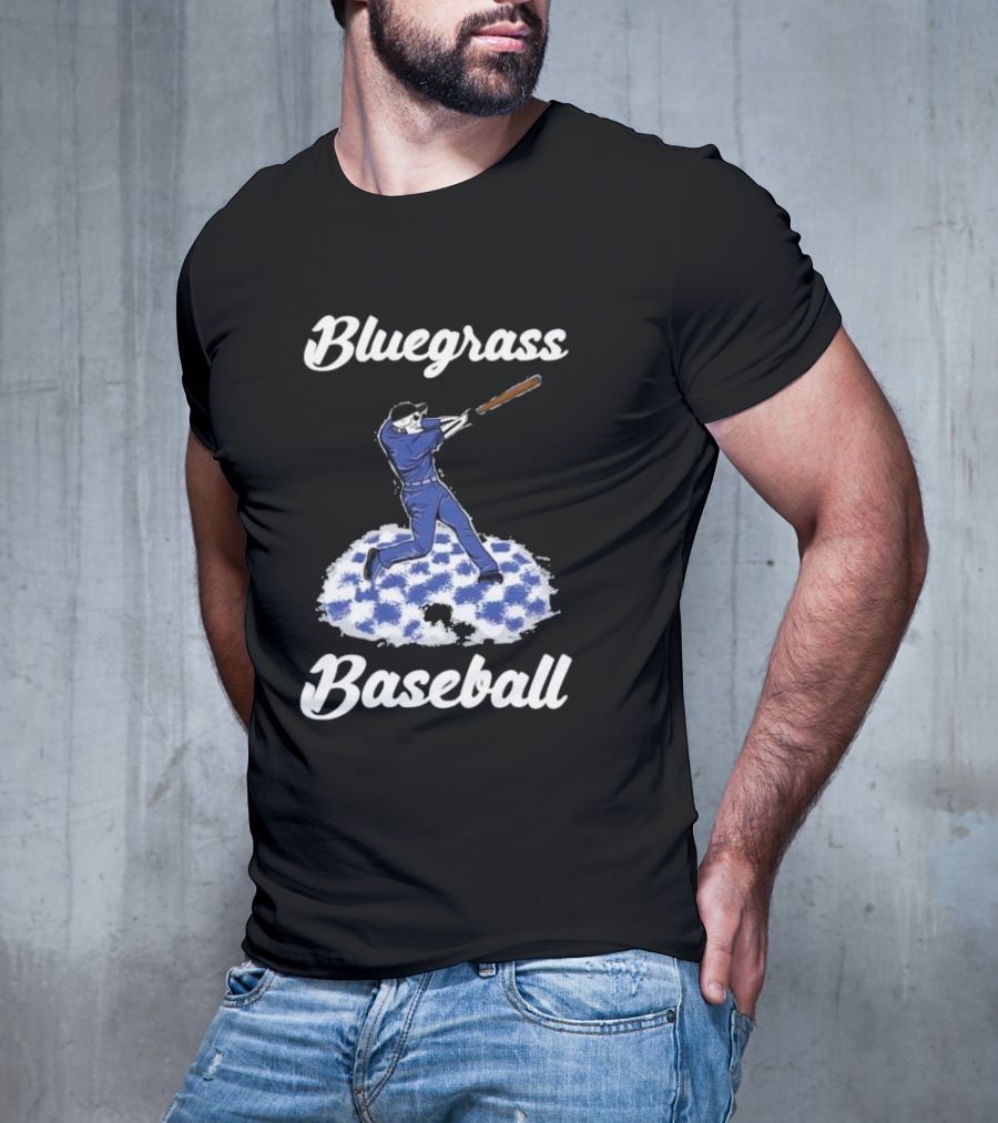 Bluegrass Baseball Batter With Blue And White Checkerboard Field T-Shirt