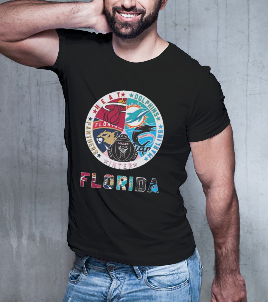 Florida Heat Dolphins Marlins Inter Panthers Sports T-Shirt