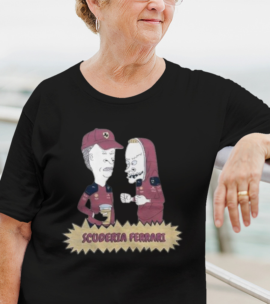 Scuderia Ferrari Beavis And Butthead Enzo Ferrari Racing Team Characters Collaboration T-Shirt