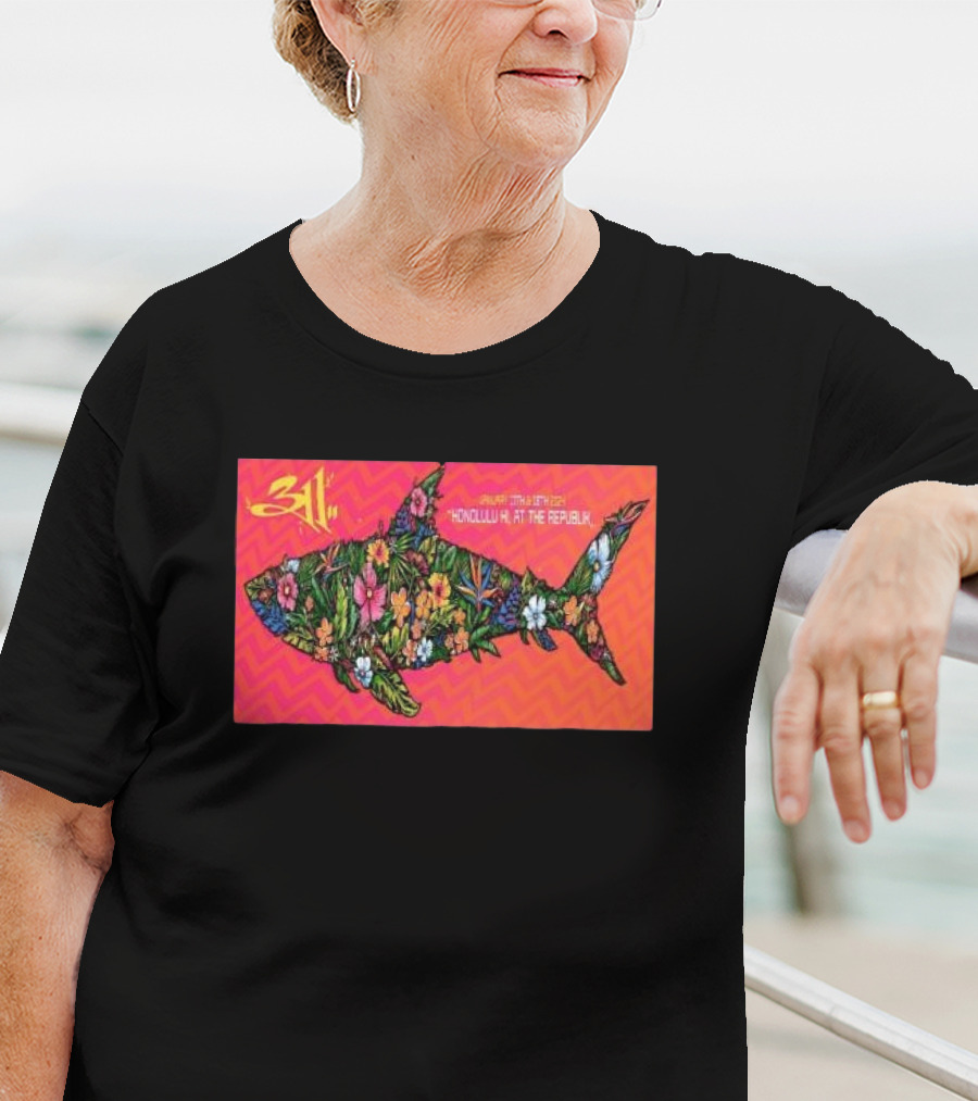 311 January 17-18 Honolulu HI The Republik Floral Shark T-Shirt