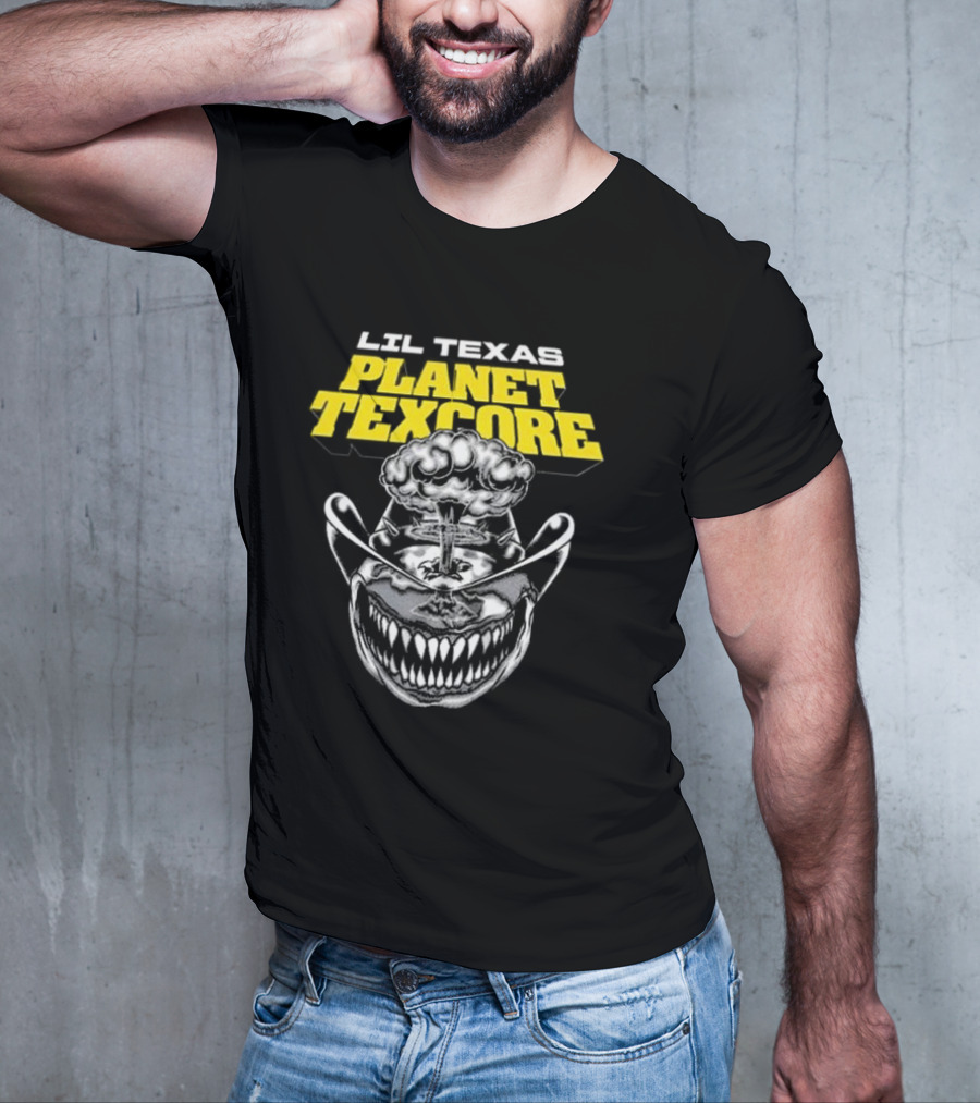 LIL TEXAS PLANET TEXCORE Smiling Skull With Mushroom Cloud And Cowboy Hat T-Shirt