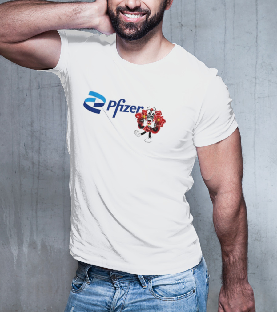 Pfizer New Mascot Clotty With Bear Character And Energy Burst T-Shirt