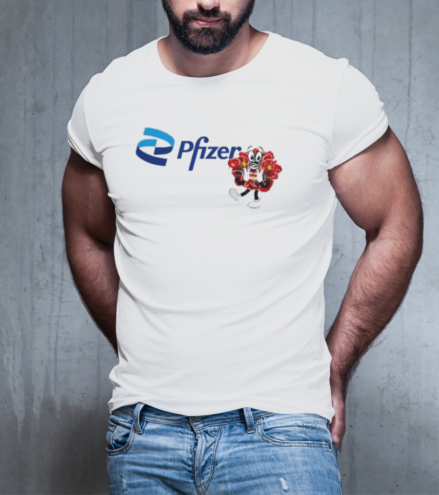 Pfizer New Mascot Clotty With Bear Character And Energy Burst T-Shirt
