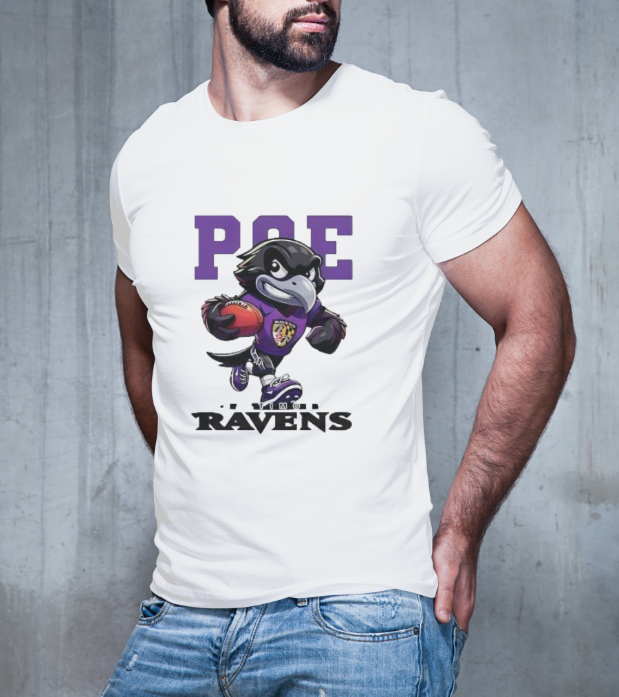 Poe Baltimore Ravens Mascot Football Character T-Shirt