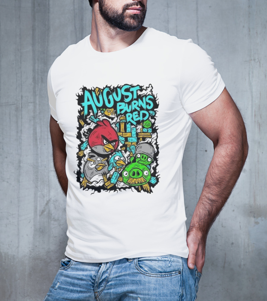 August Burns Red Angry Birds Throwback Collage With Pigs And Birds T-Shirt