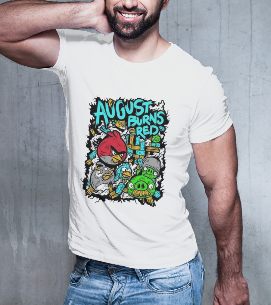 August Burns Red Angry Birds Throwback Collage With Pigs And Birds T-Shirt