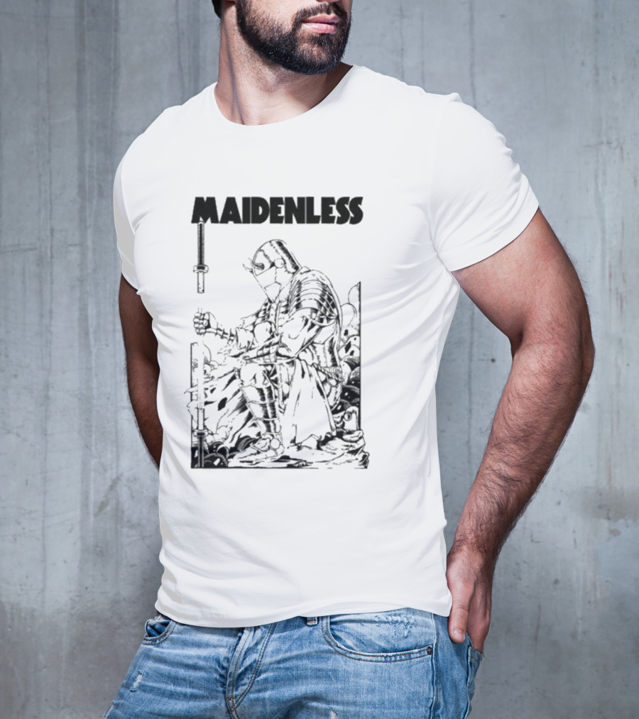 Maidenless Vintage Knight Artwork In Monochrome T-Shirt