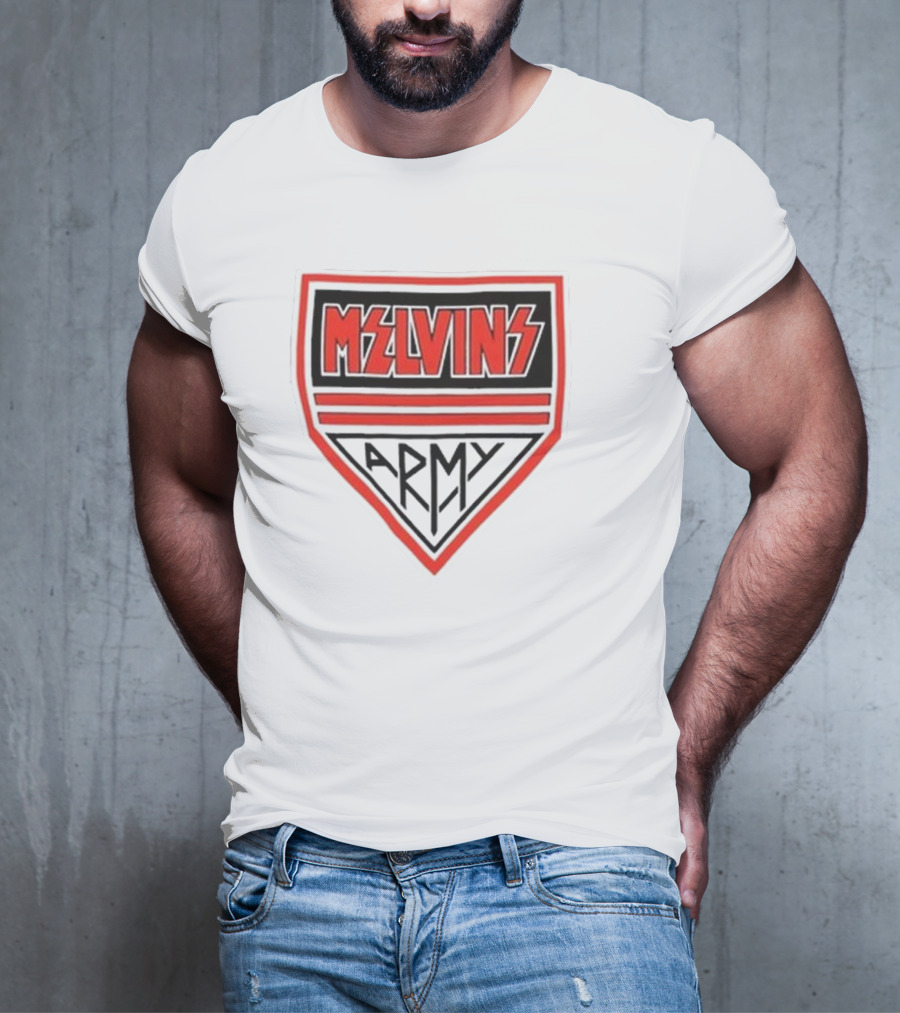 Melvins Army Emblem Red Black Badge T-Shirt