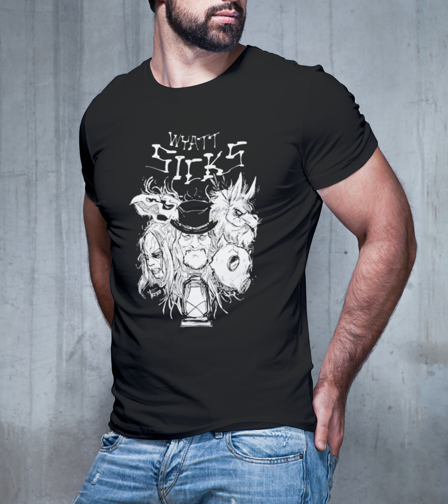 Wyatt Sicks Lantern And Masked Figures T-Shirt