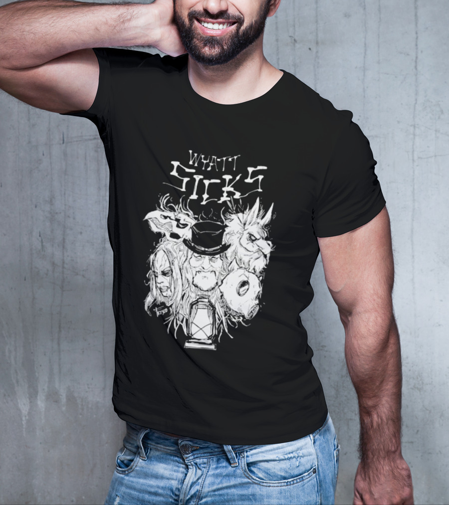 Wyatt Sicks Lantern And Masked Figures T-Shirt
