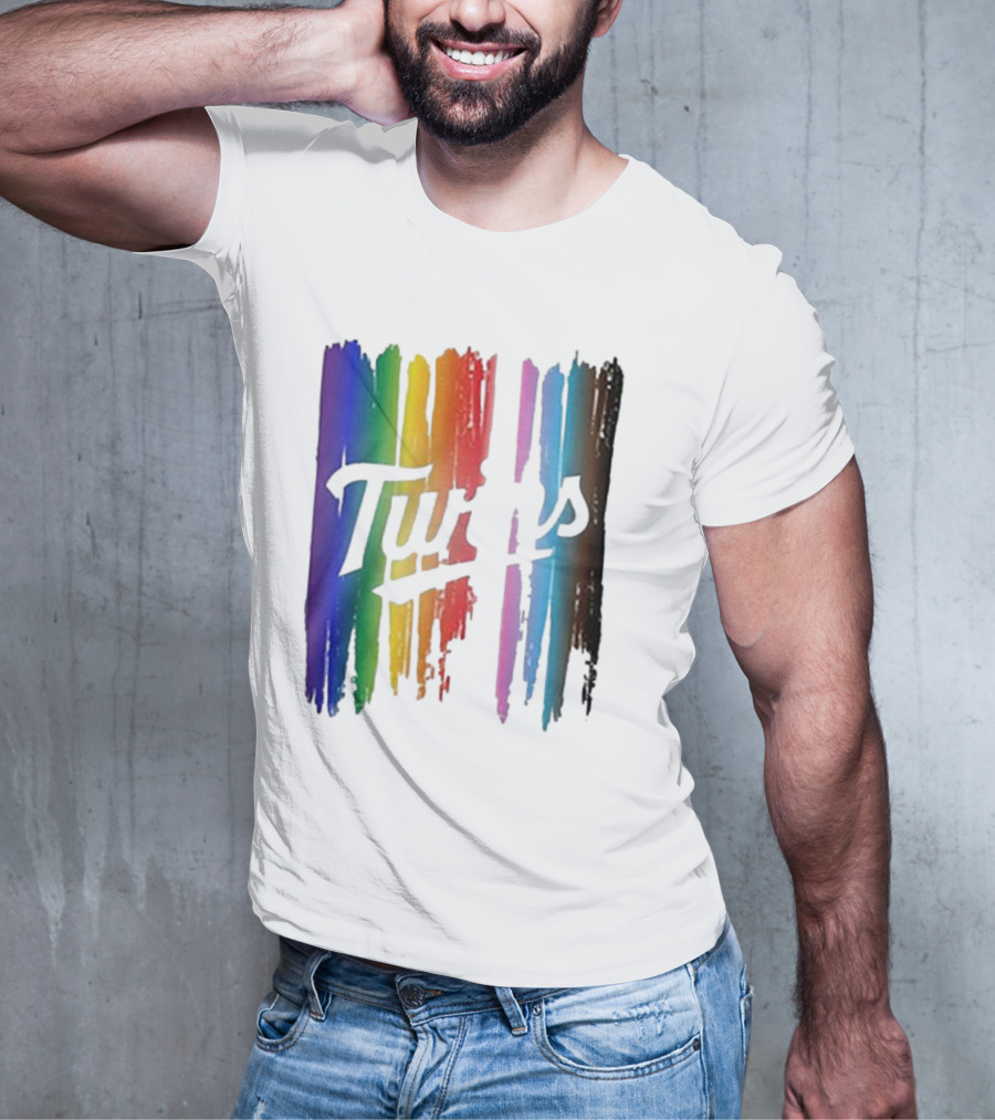 Twins Pride Day Rainbow Brush Strokes T-Shirt