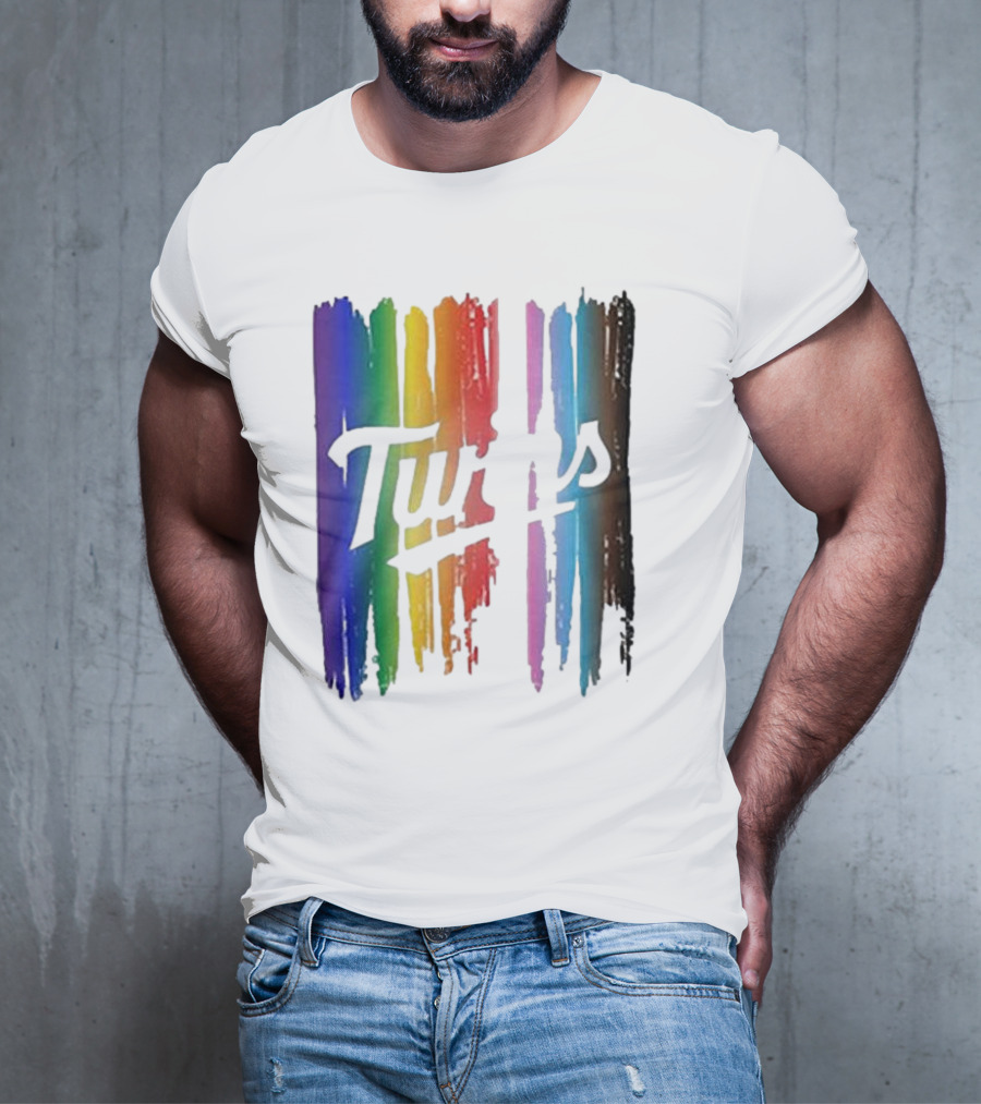 Twins Pride Day Rainbow Brush Strokes T-Shirt