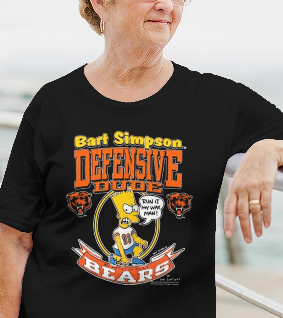 Bart Simpson Defensive Dude Bears Run It My Way Man T-Shirt