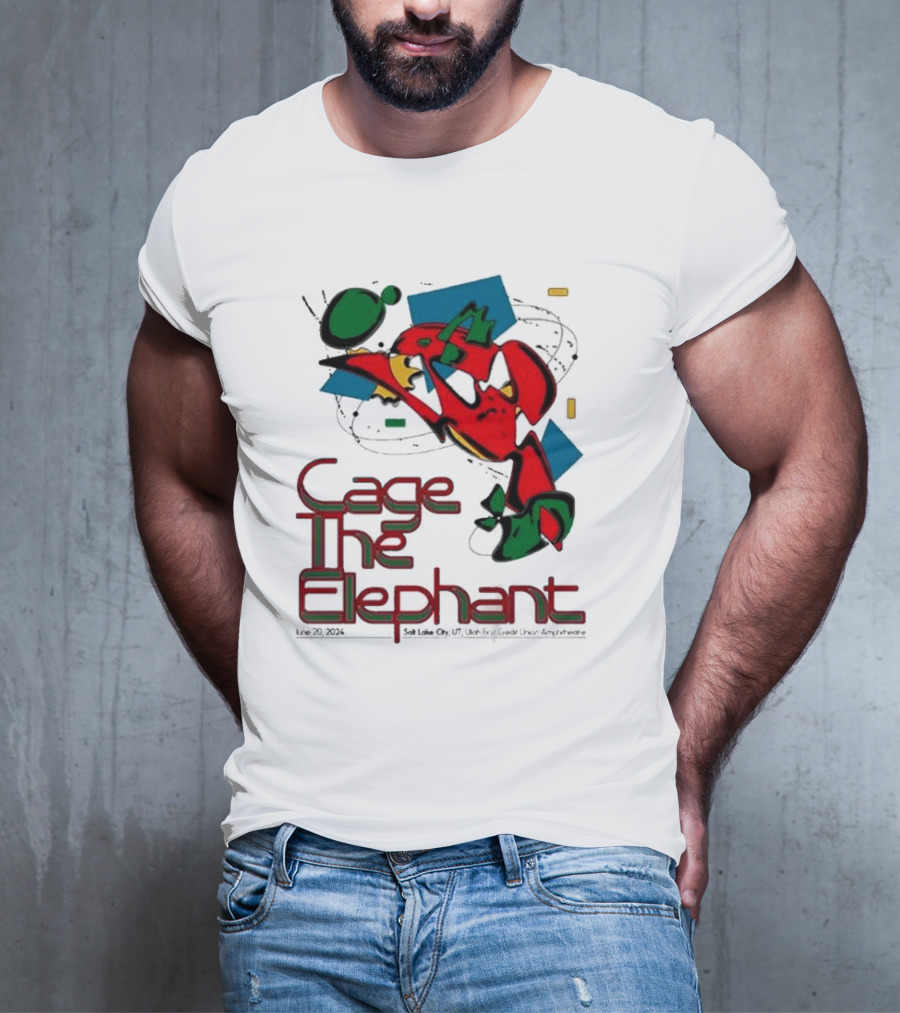 Cage The Elephant Salt Lake City Utah First Credit Union Amphitheatre June 20 Colorful Abstract T-Shirt