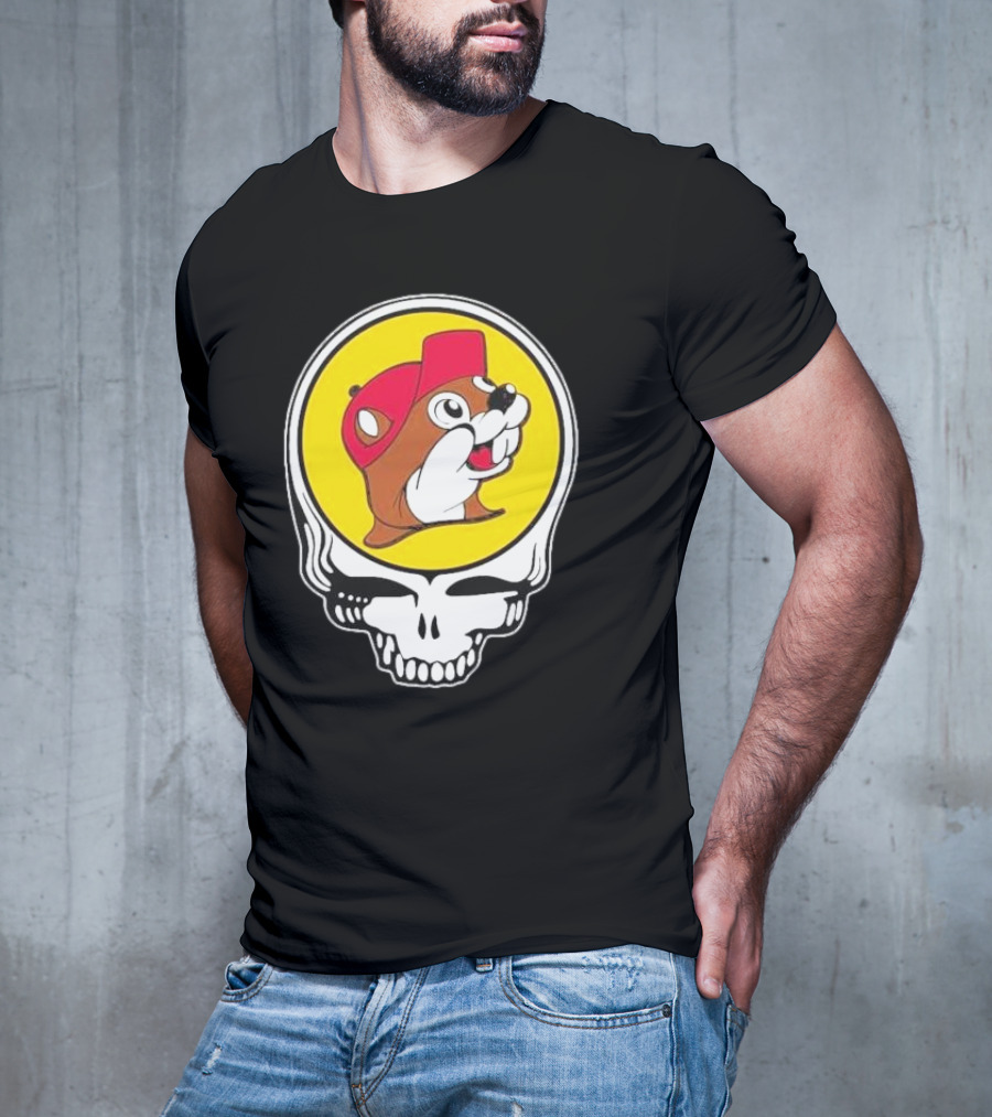 Buc-ee's Beaver In Grateful Dead Skull T-Shirt