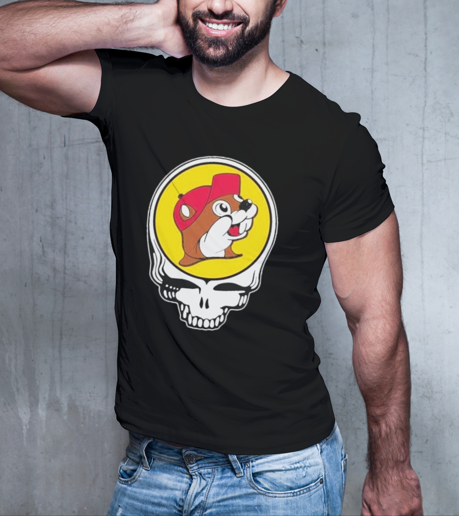 Buc-ee's Beaver In Grateful Dead Skull T-Shirt