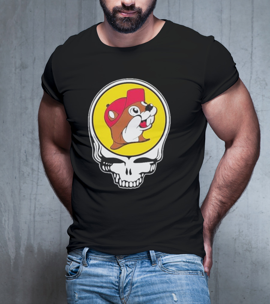 Buc-ee's Beaver In Grateful Dead Skull T-Shirt