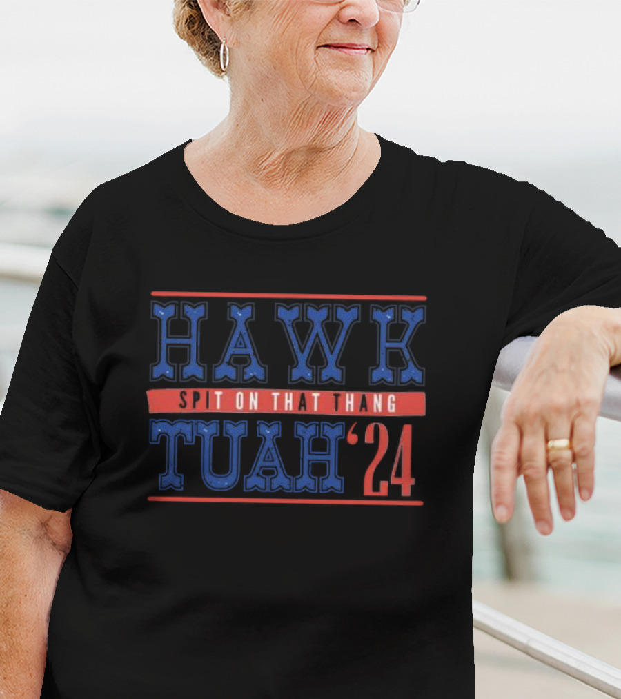 Hawk Tuah Spit On That Thang 24 Blue Red T-Shirt