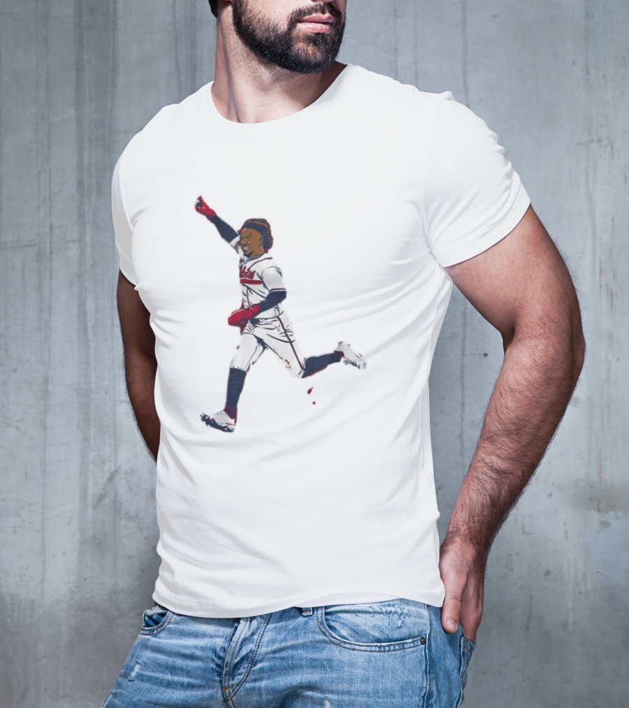 Ozzie Albies Baseball Celebration Pose Signature T-Shirt