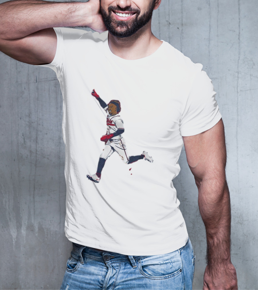 Ozzie Albies Baseball Celebration Pose Signature T-Shirt