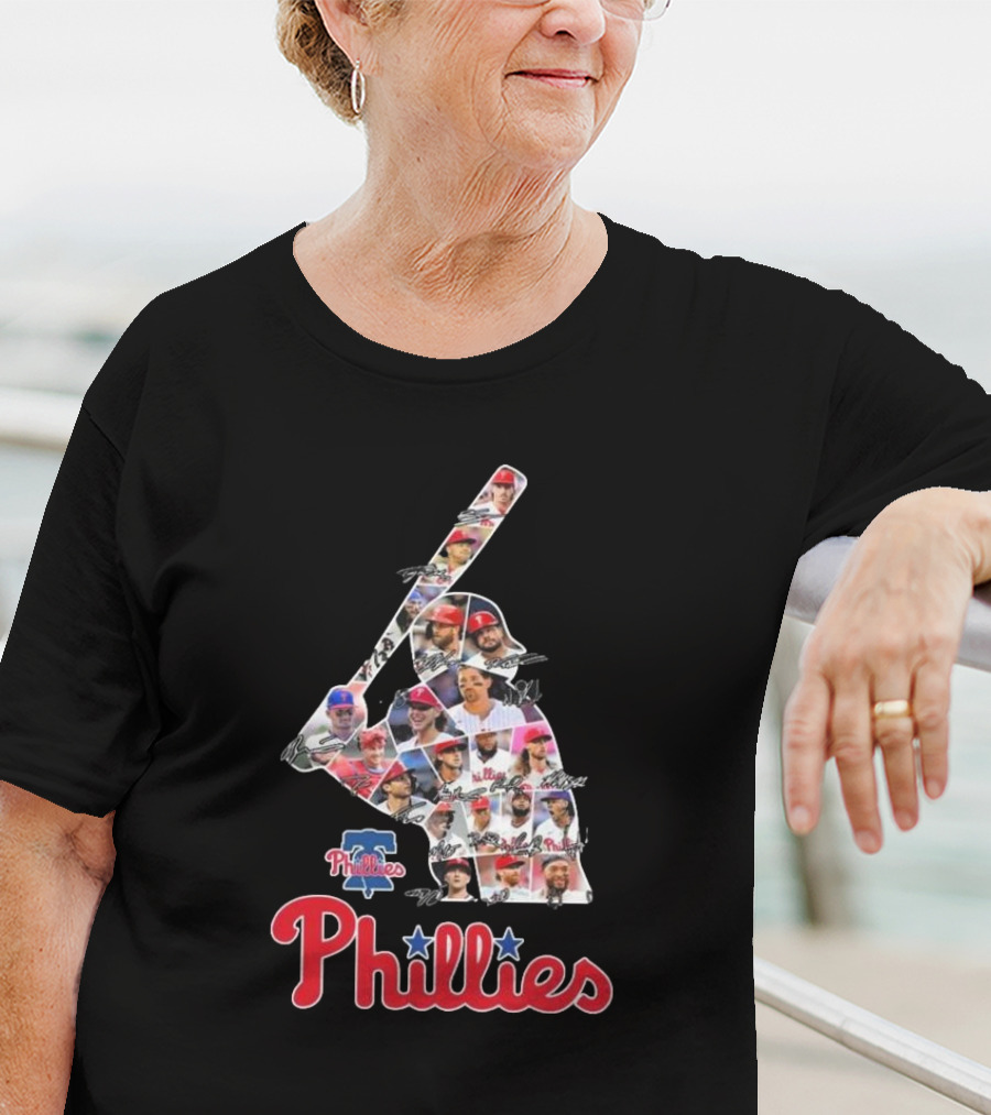 Phillies Baseball Icons Collage With Player Signatures T-Shirt