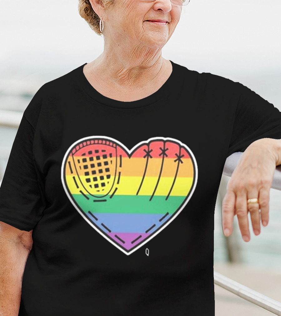 Pride Rainbow Baseball Glove Heart T-Shirt