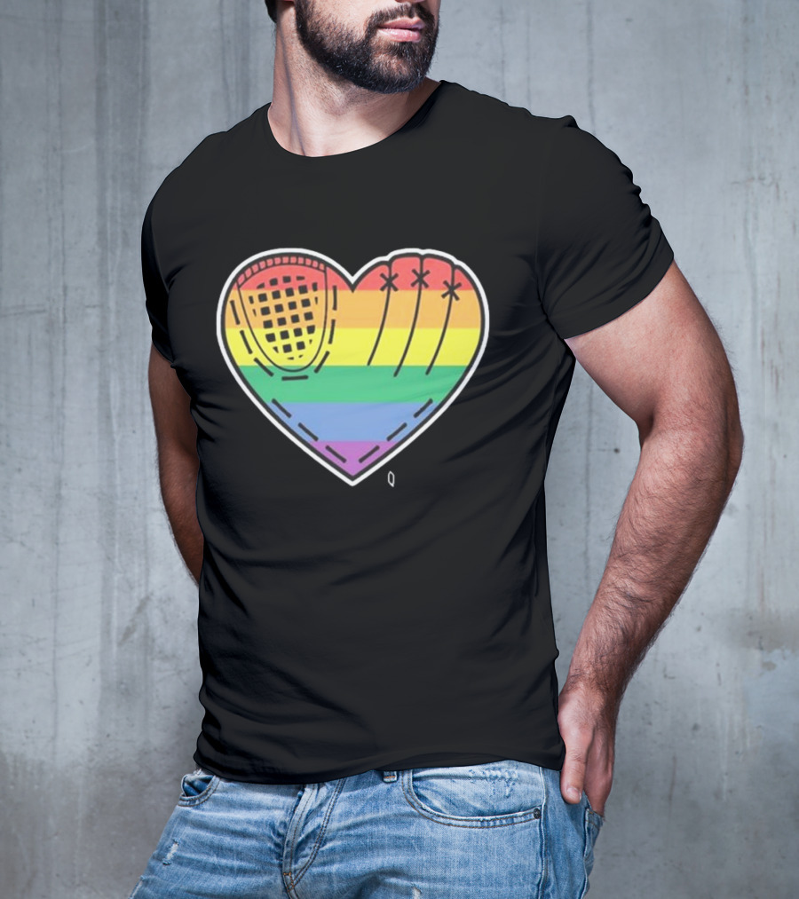 Pride Rainbow Baseball Glove Heart T-Shirt
