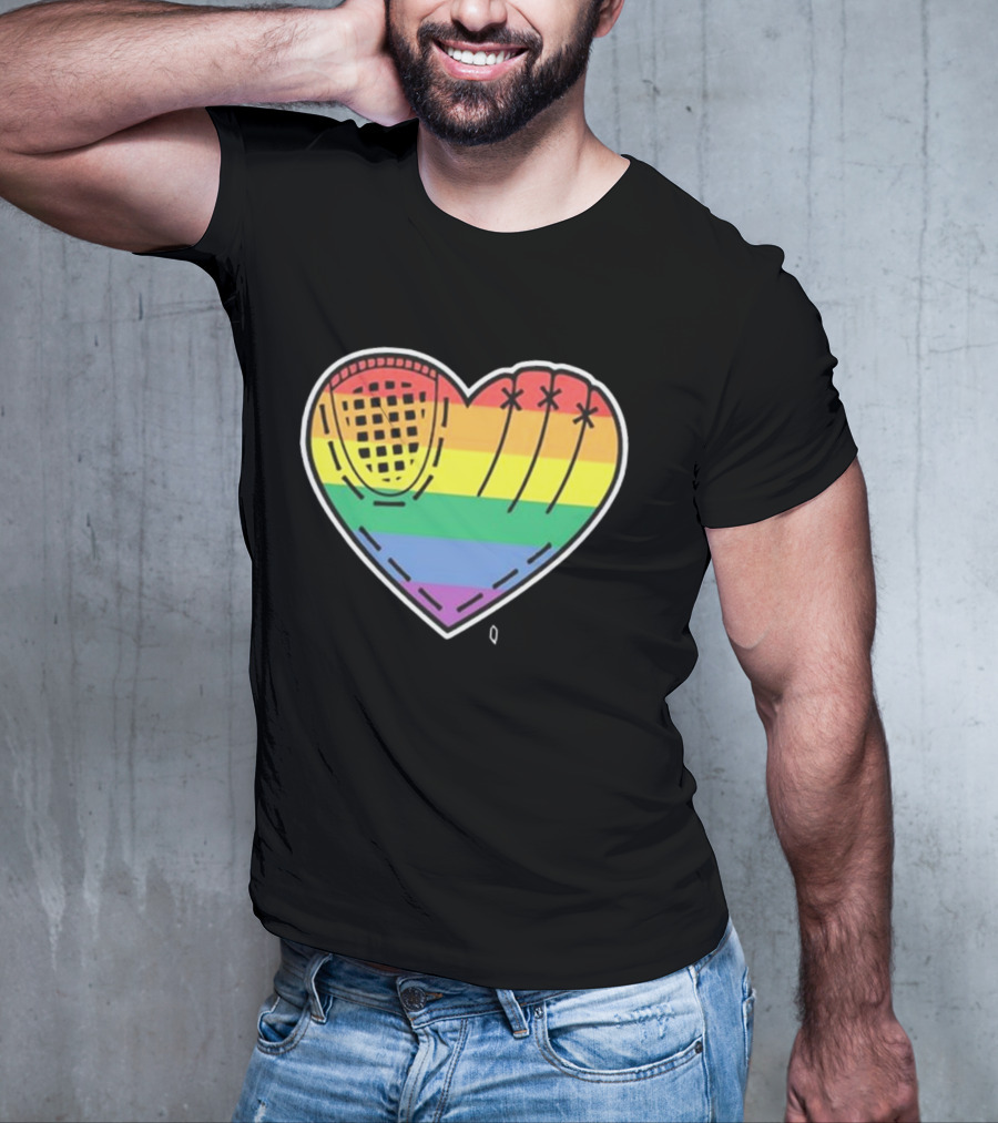 Pride Rainbow Baseball Glove Heart T-Shirt