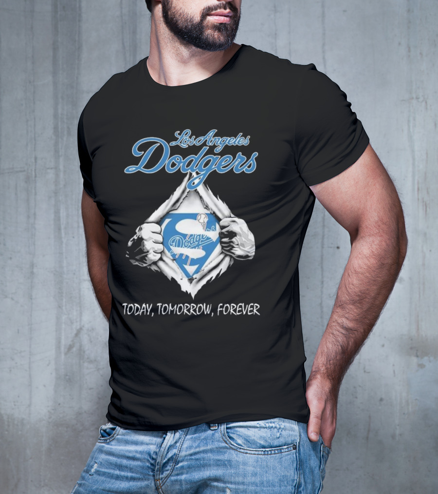 Los Angeles Dodgers Superhero Baseball Logo Today Tomorrow Forever T-Shirt